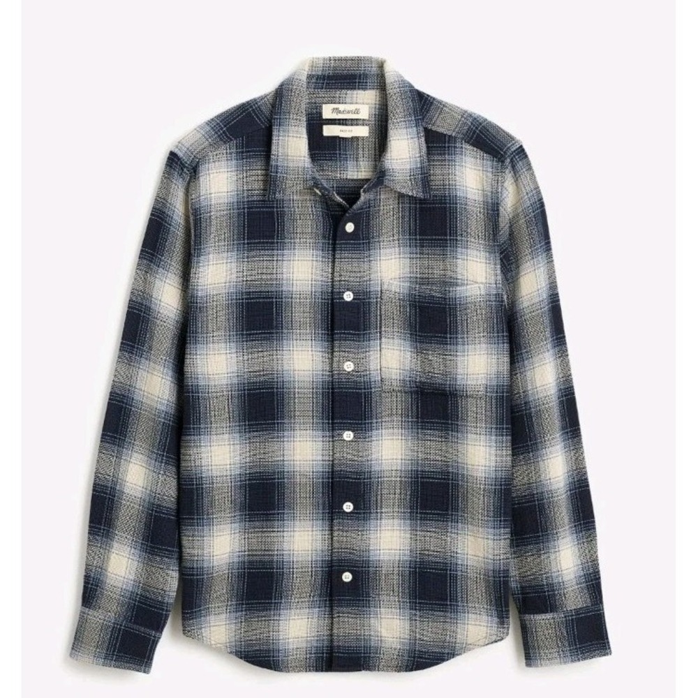 Madewell Easy Fit Long-sleeves Shirt In Cotton Size S - Night Indigo Button-up